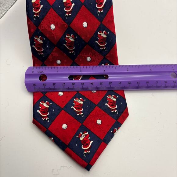 American Greetings Christmas Santa Claus Golfing Necktie Handmade 100% Silk Tie - Picture 2 of 4